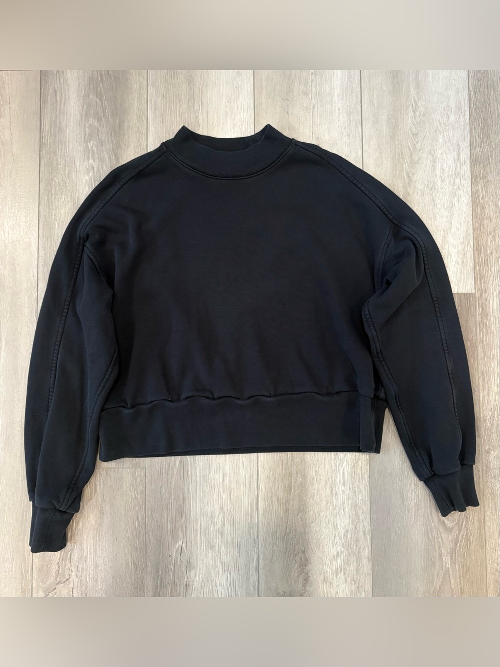 Everlane Sweatshirt Women’s Black Crop Mock Neck Pullover Sweater Drop